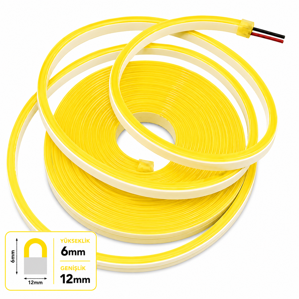 LED neon 12V 6x12mm 2,5/cm Cut interval PVC-100 m-Lemon yellow