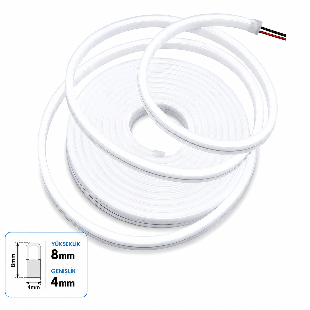 Neon Led 12V 4x8mm 2,5/cm Kes. PVC-200 Metre
