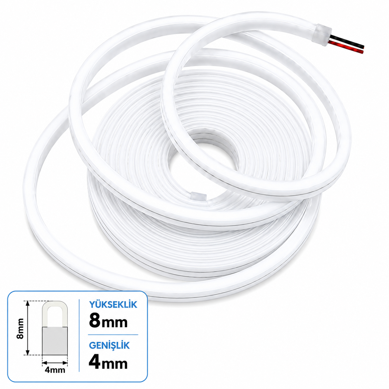 Neon Led 12V 8x16mm 2,5/cm Kes. PVC-50 Metre