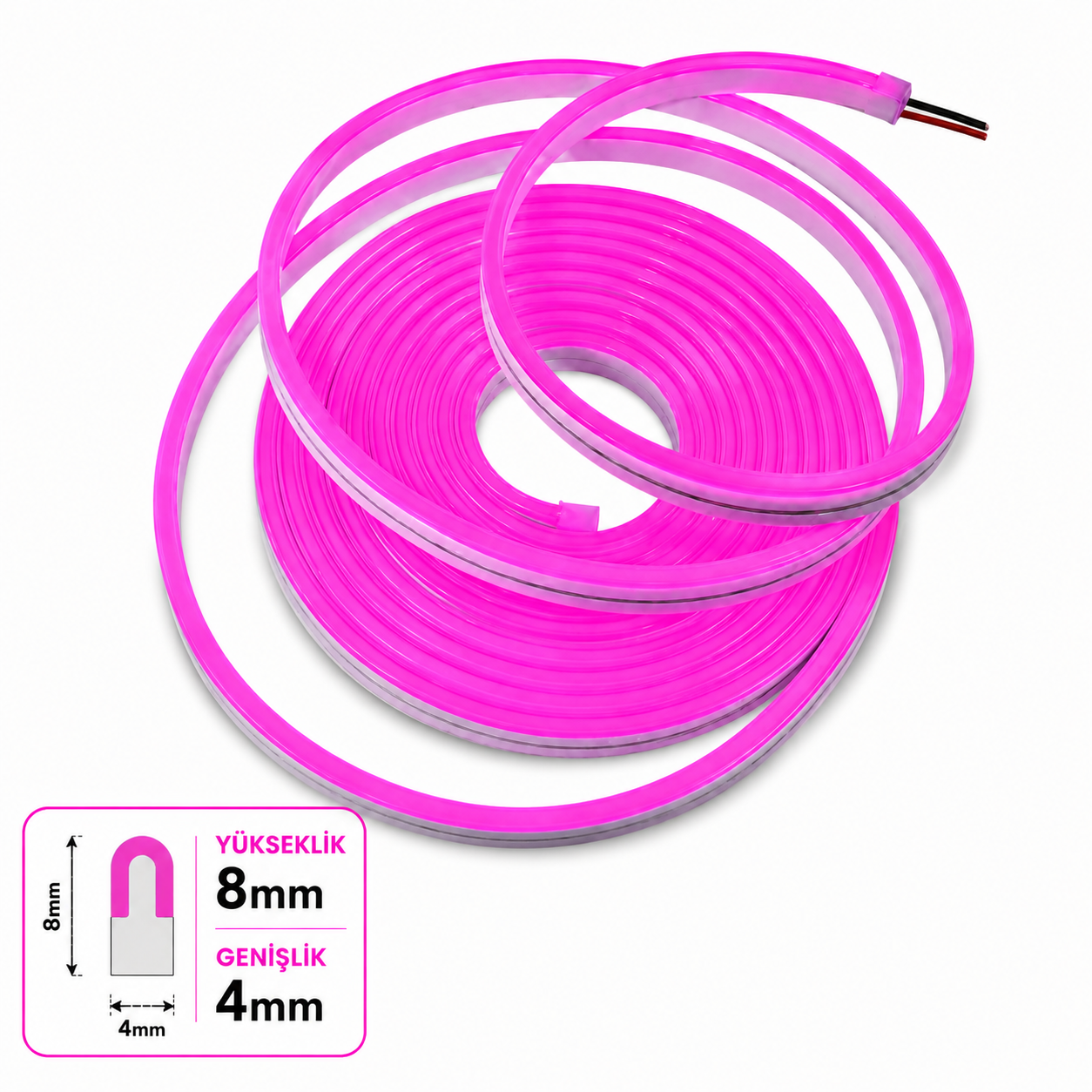 Светодиодный неон 220V 8x16mm 10/cm Шаг резки PVC-100 м-Розовый